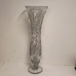 Art Deco French Hand Cut Elegant Crystal Vase Only 1